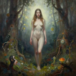 fantasy painting with a woman in a surreal environment by Greg Rutkowski and Michael Whelan