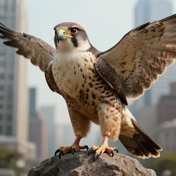 giant falco lombardi terrorizing city, highly detailed, extremely high quality, hd, 4 k, 8 k, professional photographer, 4 0 mp, lifelike, top - rated, award winning, cinematic, realistic, detailed lighting, detailed shadows, sharp, no blur, edited, corrected, trending