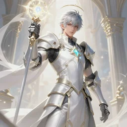 beautiful holy knight with white and light magic, attarctive pretty man, anime key visual, highly detailed, sharp focus, concept art, league of legends, style by shumolly and monable and artgerm and greg rutkowski and jo chen and pilyeon and ruan jia