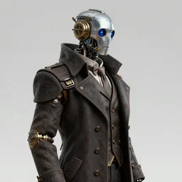 a steampunk robot wearing a formal overcoat, portait photo profile picture, hyperrealistic concept art, octane render, unreal engine 5, digital art hi