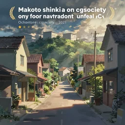 a digital painting of a street in a small town, a screenshot by makoto shinkai, trending on cgsociety, photorealism, rendered in unreal engine, concept art, official art