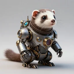 futuristic steampunk ferret - shaped pet - robot, steampunk ferret - inspired robot, borderlands - inspired ferret - shaped robot