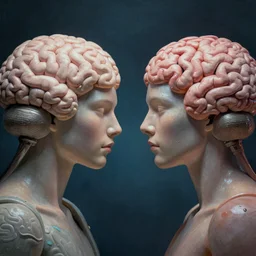 “duel between two dominant giant artificial brains, painting, 4k”