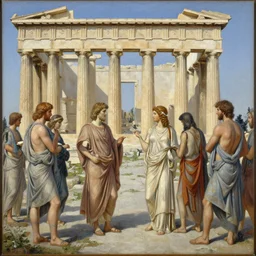 stoya visits ancient athens, oil on canvas, intricate, 8 k highly professionally detailed, hdr, cgsociety
