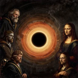 space pirate, black hole event horizon, faded memories, a simple vector pop surrealism, by ( leonardo da vinci ) and greg rutkowski and rafal olbinski