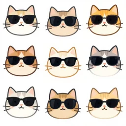 pattern made of several repeating cats wearing sunglasses. cartoon. colorful. cute.