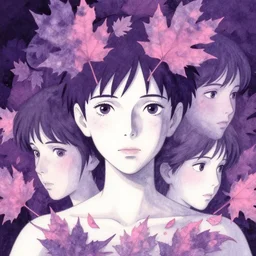 portrait, nightmare anomalies, leaves with kois by miyazaki, violet and pink and white palette, illustration, kenneth blom, mental alchemy, james jean, pablo amaringo, naudline pierre, contemporary art, hyper detailed