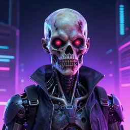 a cyberpunk futuristic retrowave synthwave detailed peter elson portrait of a zombie cyborg terminator.