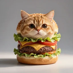 a burger - cat hybrid, studio lighting, professional photography