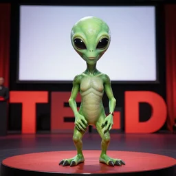 an alien at TED talks, photo, 8k, trending on artstation