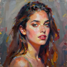 a vibrant portrait of ana de armas, acrylic, impasto, artstation,