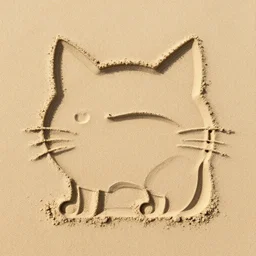 cat made of sand, digital art