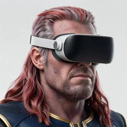 thanos wearing vr headset, highly detailed, oculus, intricate, accurate face, trending artstation, pixiv, digital art