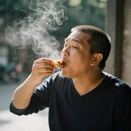 a man eating air