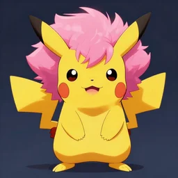 pikachu with pink afro hair, trending on artstation