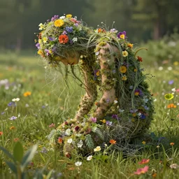 a beautiful disemboided soul covering with flowers, thin tendrils and moss and spiderweb, by jean delville, by edmund dulac, by jean giraud, by ellen jewett, landscape photography composition, vivid colors, octane render, redshift render
