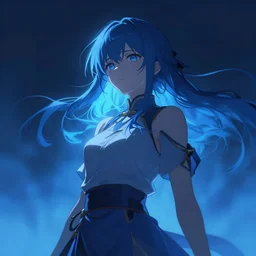 song of saya, digital art, surreal, trending on artstation, anime arts, featured on Pixiv, blue lighting, HD, 8K, highly detailed, good lighting, beautiful, epic, masterpiece