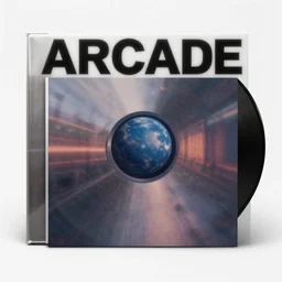 album cover of an album named arcade, realistic