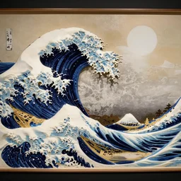 GrimCarrey carved diorama of The Great Wave off kanagawa