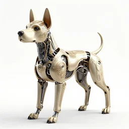 an cyborg dog with a beautiful, intriicate, detailed, elegant, ornate exoskeleton
