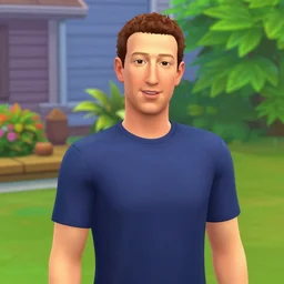 Screenshot of Mark Zuckerberg in The Sims