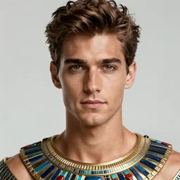 portrait of handsome brown hair male, sumerian clothes, high detail, cleary see face, detailed eyes, by gaston bussiere, bayard wu, greg rutkowski, auguste bourotte, odd nerdrum, maxim verehin, dan dos santos, masterpiece, sharp focus, cinematic lightning