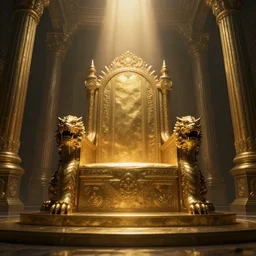 Digital art of the  golden throne room Imperial matte finish, ominous dramatic  wide angle, god rays