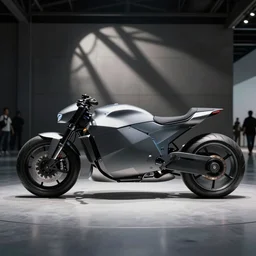 a tesla motorcycle, prototype demo at the hall of science