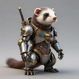 steampunk ferret - shaped mech, steampunk bioshock - inspired ferret - shaped mechanical ferret - inspired