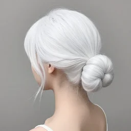 a girl with white hair in a hairbun, by acatcie