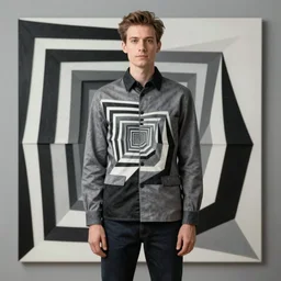 a man wearing clothes designed by mc escher
