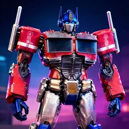 optimus prime headshot synthwave style