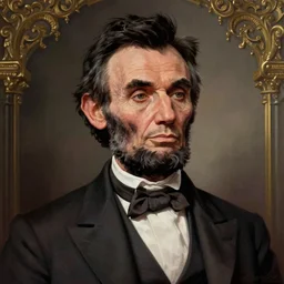 a fantasy illustration portrait of liz cheney dressed as abraham lincoln, in the style of esao andrews, digital art painting, ornately detailed, caricature