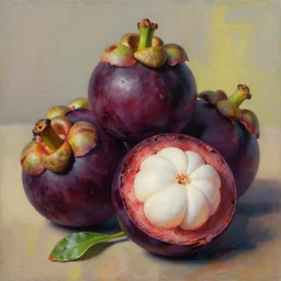 A surrealist painting of a mangosteen by Vladimir Kush, digital art trending on artstation