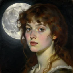 a painting of she whose face isbthe moon by gustav moreau, jean delville and  Gaston Bussiere