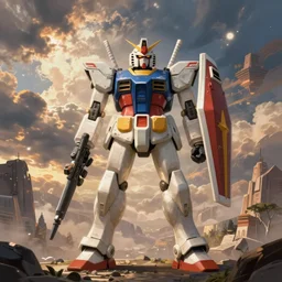 gundam wallpaper, by greg rutkowski and thomas kinkade, ambient light, ultra detailed, cinematic shot, fantasy artwork, 8k, very very very beautiful!, trending on artstation, award winning, beautiful scenery.