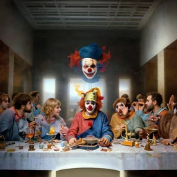 last Supper of clowns, high quality, hyperdetalied,artstation,8K,