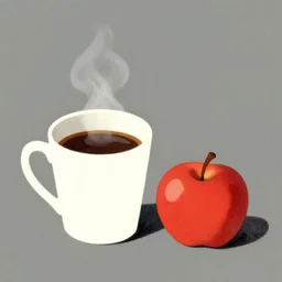coffee and a apple art by simon stalenhag