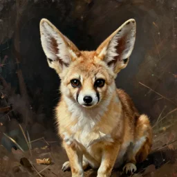 detailed painting of a fennec by egon shiele