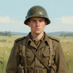 handmade character portrait ofa wolrd war ii soldier in a stunning and thematic landscape in the style of enki bilal and bastien lecouffe - deharme and artgerm, wlop, full body anatomically correct, line art, watercolor, cinematic lighting, hyperdetailed, 8 k realistic, symmetrical, global illumination, radiant light, halo, atmospheric, frostbite 3 engine, cryengine, dof, trending on artstation, digital art, chanel
