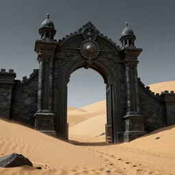 the gate to the eternal kingdom of black sand, fantasy, digital art, hd, detailed.