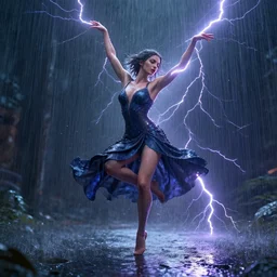 8 k, volumetric lightning, 3 d unreal engine octane render of miss of the world dancing in the rain, expressive, passionate, by conrad roset and by greg rutkowski and by leonid afremov