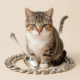 cat in a cradle with a silver spoon - n 4