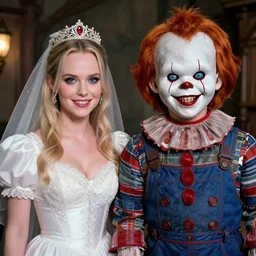 Tiffany Bride of Chucky next to Pennywise