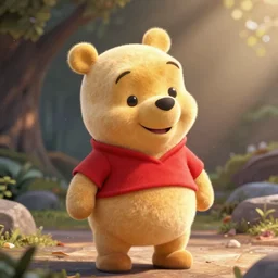 Xi as Winnie the pooh, octane render, high particle count, warm and fuzzy