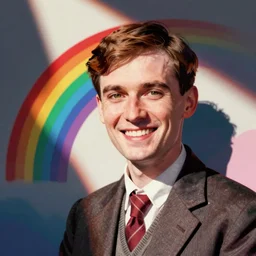 rainbow smiling happy alan turing. pop art.