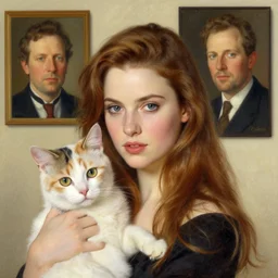 beautiful portrait, amanda blake as miss kitty by Jean-Leon Gerome and Richard Schmid  and chuck close