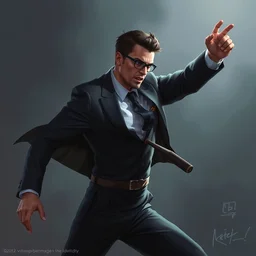 concept art of lawyer in dynamic pose, by jama jurabuev, artstation