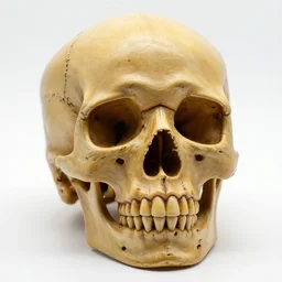 bamboo human skull replica, high detail macro photography, isolated on a pure white background, centered, entire object in frame, sharp focus, soft studio lighting