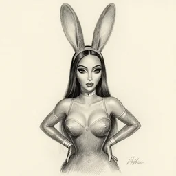 milt kahl pencil sketch of kim kardashian as jessica rabbit